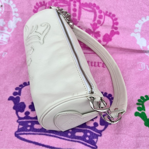 Vintage White Juicy Couture Purse Barrel Bag Handbag Satchel Y2K - Picture 9 of 13